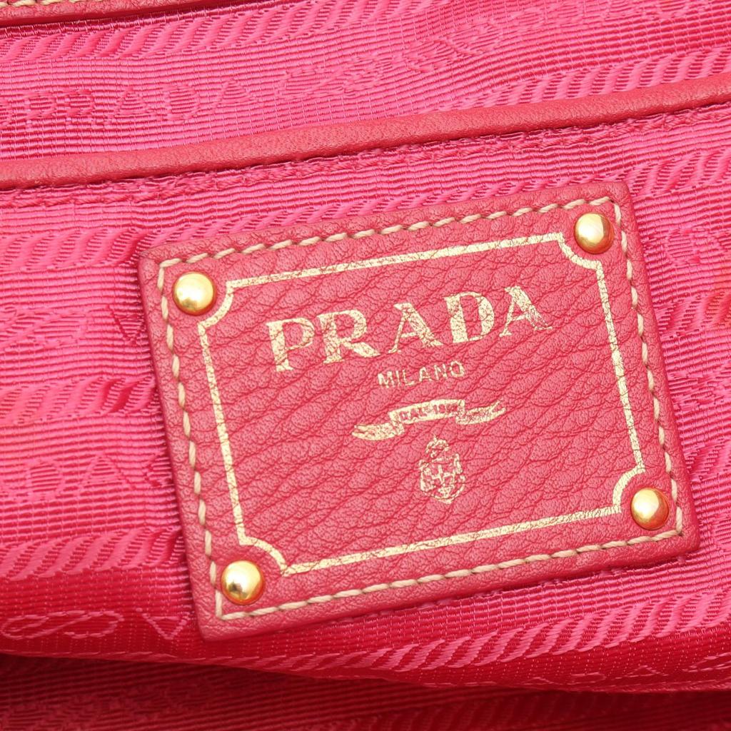 Used PRADA NYLON JACQUARD Tote Bag BR4634 Nylon leather Pink Used Women