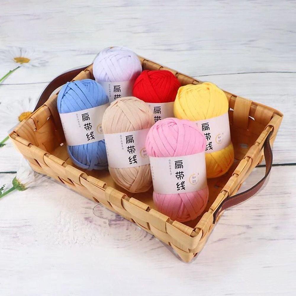 Elastic Flat Thread T-Shirt Yarn 40M Crochet Carpets Yarn Skin-friendy Thick Crochet Yarn  Beginner