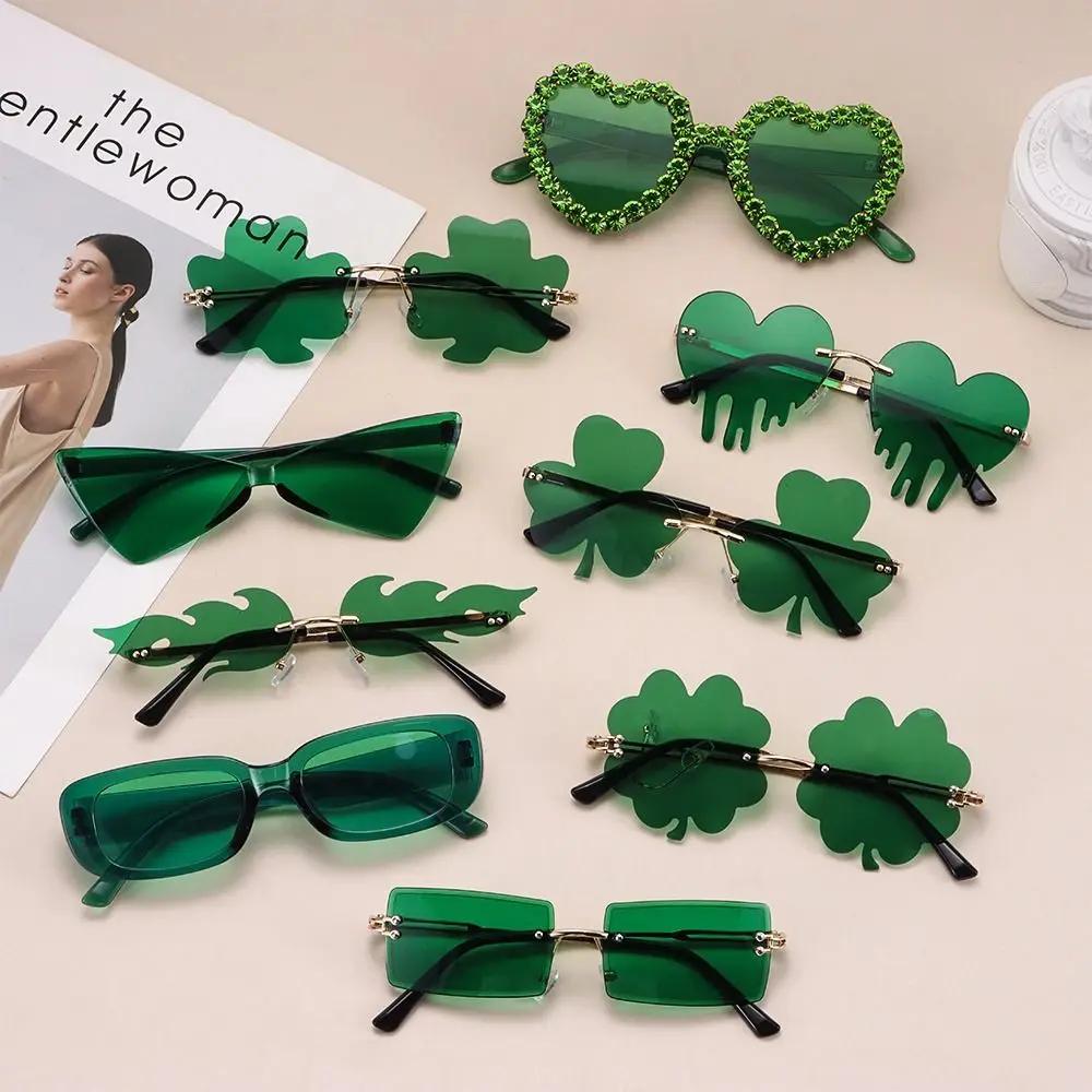 Sun Glasses St. Patrick'S Day Green Four Leaf Clover Glasses Leprechaun Costume Glasses Shamrock Sunglasses  De Fiesta