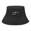 Bucket Hat With Heart Waves Philippine Flag Print , Patriotic Women's Hat Casual Candy Color Fit Beach Hat
