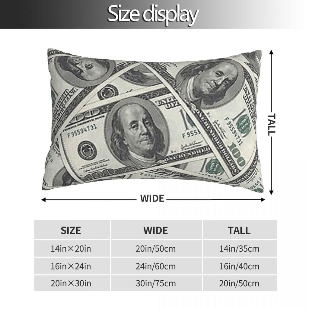 Rich Money Novelty Dollars Rectangle Pillowcase Cushion Cover Decor Bedroom Bed Home Comfort Throw Pillow