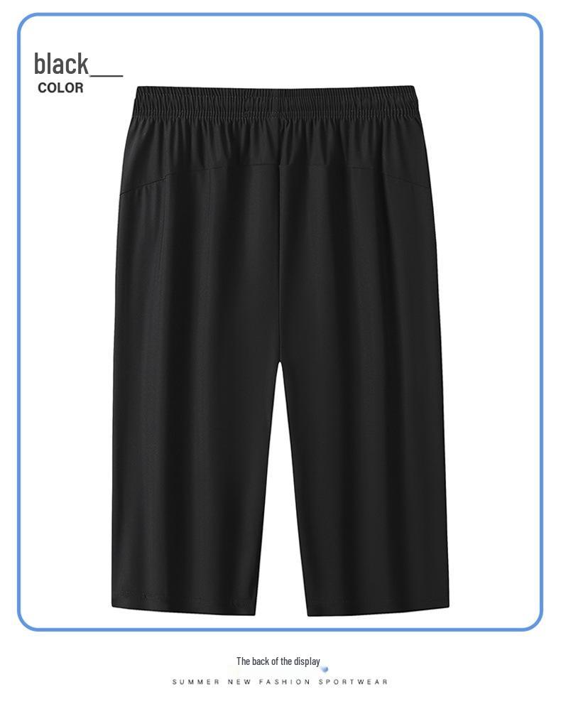 Men's Summer Quick-Dry Ice Silk Three-Quarter Running & Basketball Shorts: Loose, Breathable, Plus Size