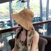 Wide Brim Straw Bucket Hat Classic Ruffle Crochet Summer Sun Hats Hollow Out Breathable Outdoor Travel Beach Hats for Women Daily Use