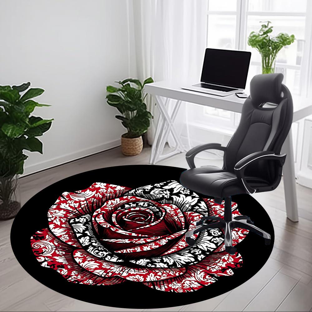 1pc Rose Pattern Chair Carpet for Office, Non-slip, Soft and Durable Office Rug for Decoration, Perfect for Office Yy260105048