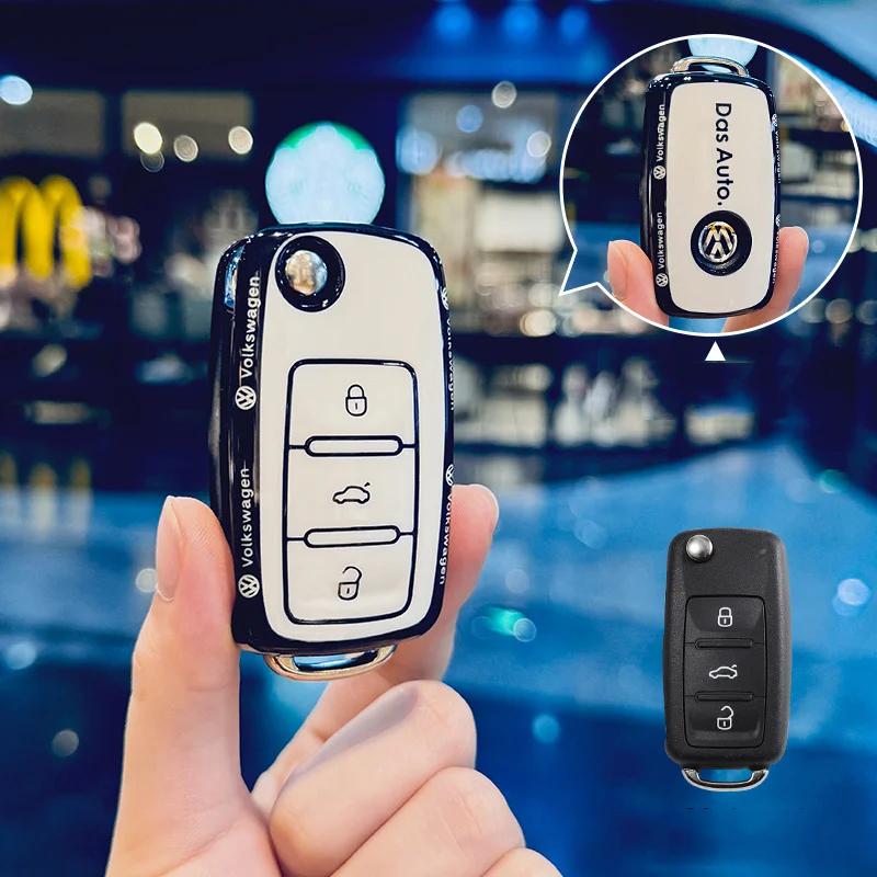 

For VW TPU Car Key Cover Case Shell Fob For Volkswagen VW Polo Tiguan Golf Jetta Beetle Eos Scirocco Up Transporter Sharan Acc
