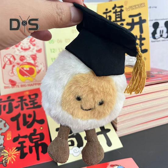 Graduation Egg Plush Doll Stuffed Toy with Bachelor's Hat Fun Food Pillow Cute And Quirky Plush Doll Gift for Graduates