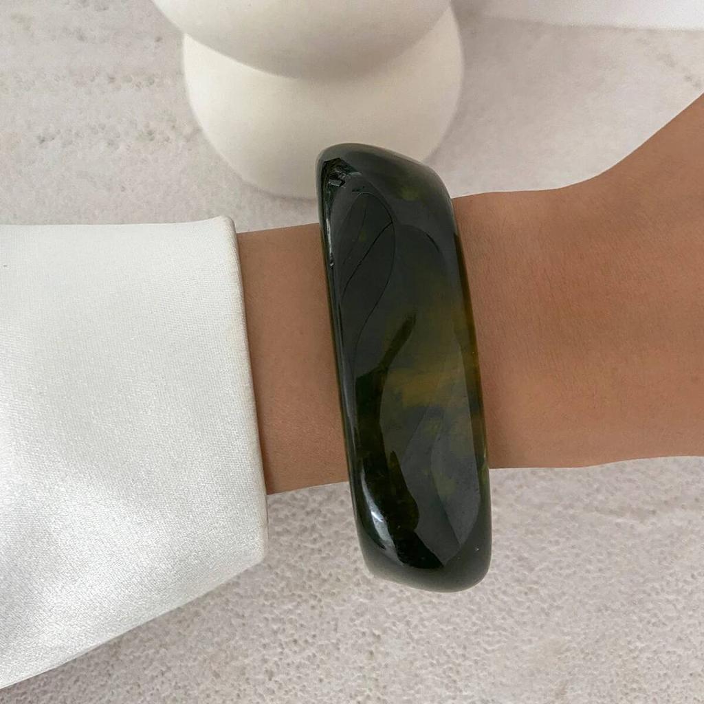 Salircon 3 Color Punk Chunky Resin Acrylic Bangles Set for Women Boho Vintage Irregular Geometric Wide Bracelets Party Jewelry