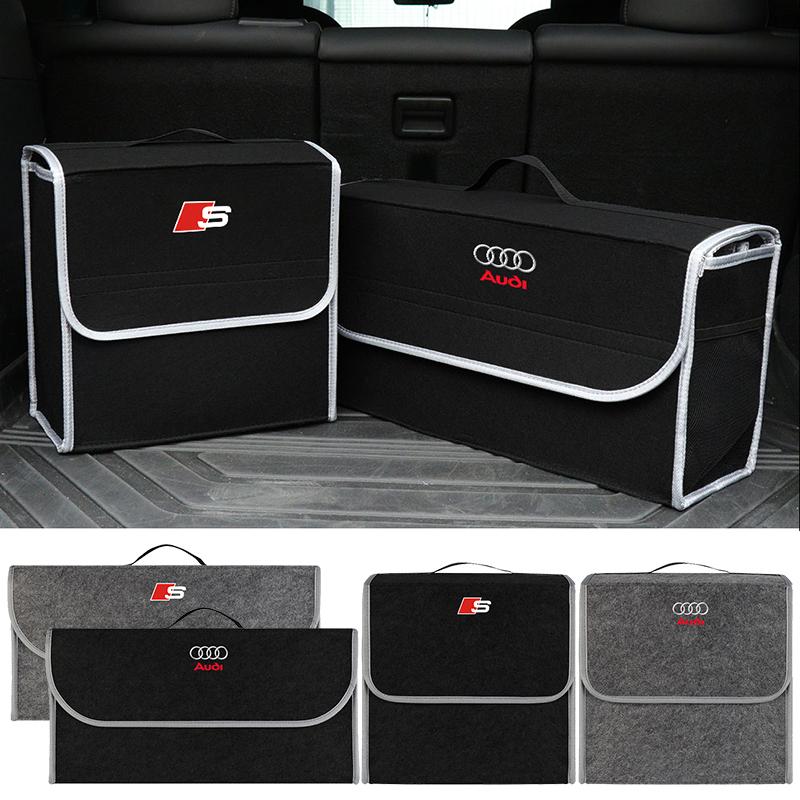 1Pcs Car Soft Felt Storage Bag Organizer Cars Foldable Trunk Bag For Audi S5 S6 S7 S4 S8 TT TTS A4 B8 A3 B6 A6 C7 C6 B7 Q5 Q7 C5 A5 B5 A7 A1 Q3 A8L Q8