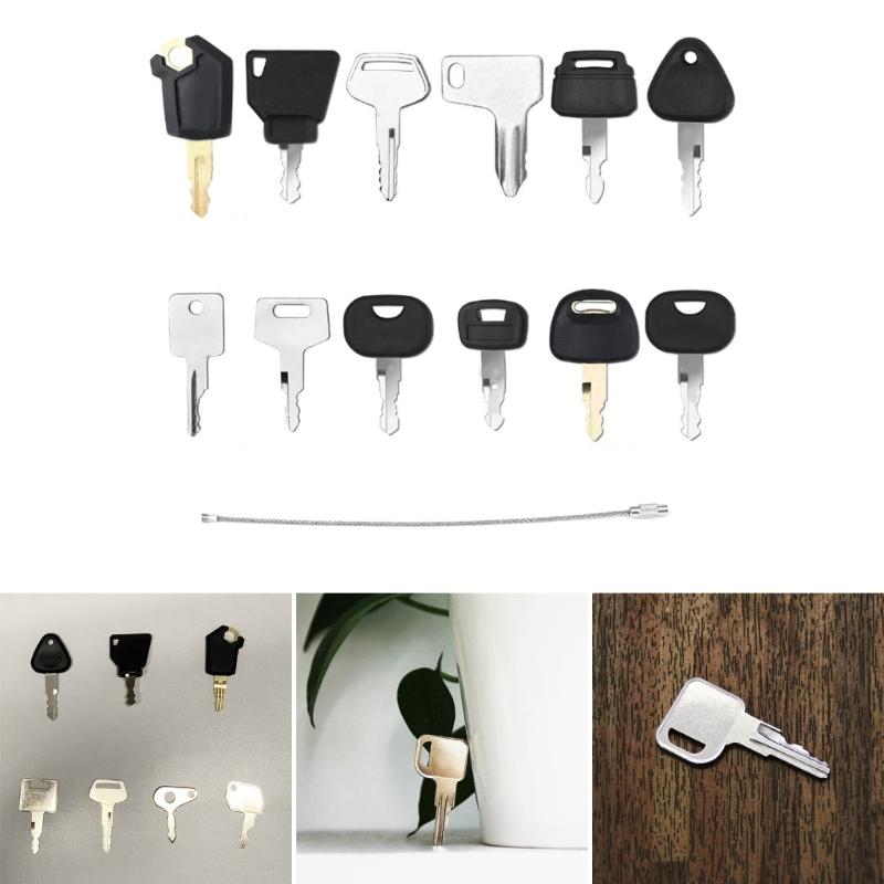 12Pcs Heavy Equipment Construction Ignition Key Set Machinery Key for Machines Universal Engine Start Switch Key