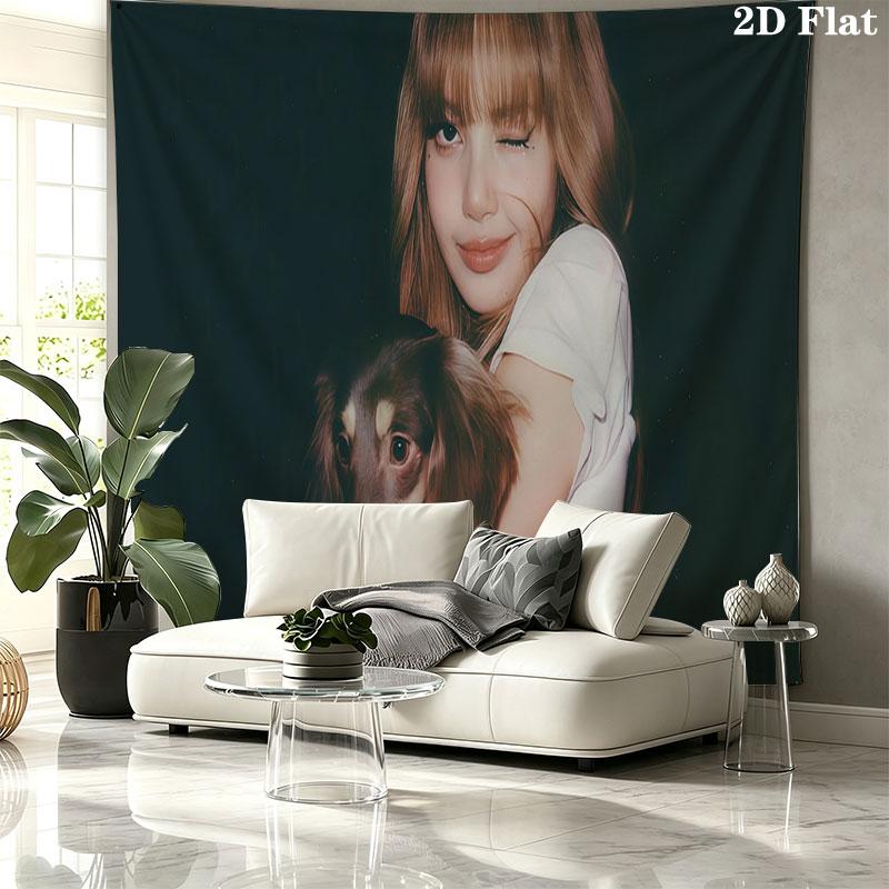 LISA Wall tapestry, aesthetic printed fabric blanket, suitable for bedroom, living room, and home decor.