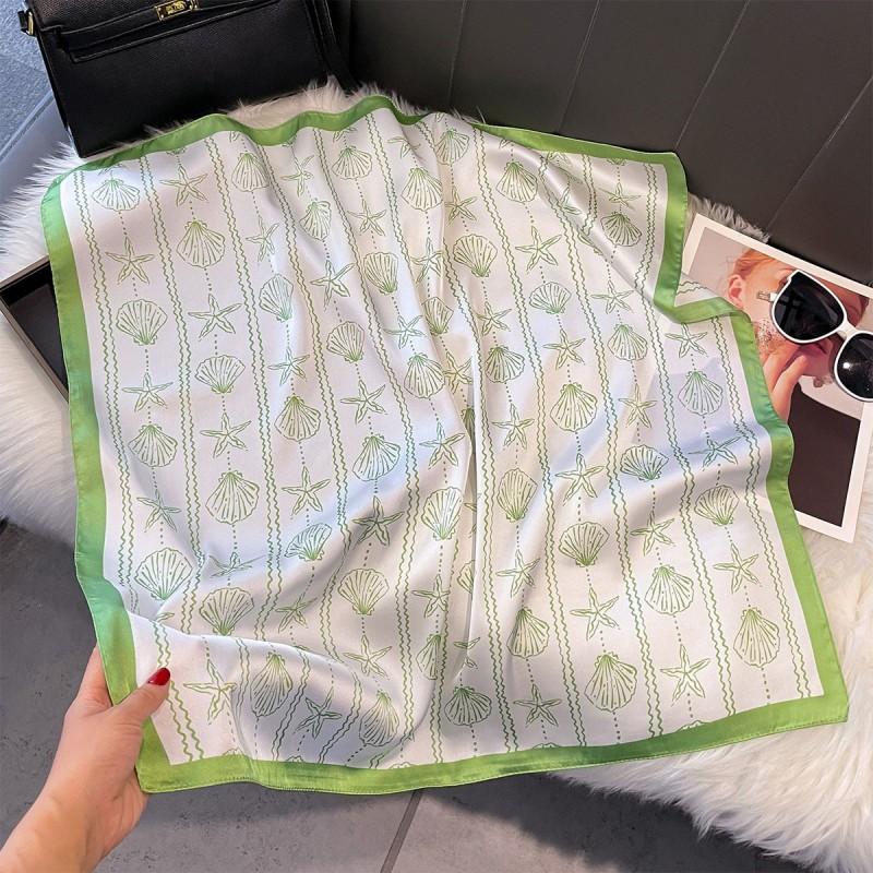 70x70cm Lightweight Silk-Look Square Scarf Women French Chic Hair Band Office Accessory Viscose 96%