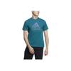 Adidas SS22 Solid Color Large Logo Crew Neck Sports Short Sleeve T-Shirt Men Tops Peacock-Green HE9920