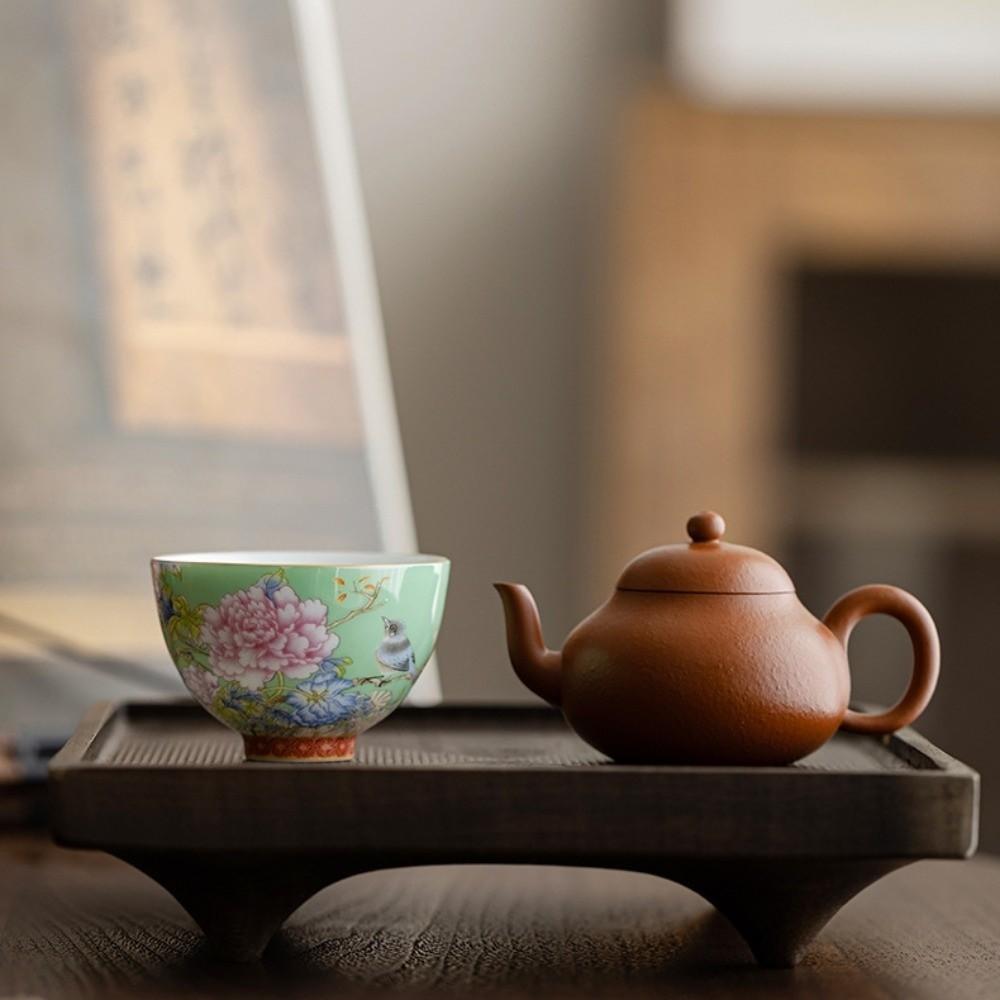 6pcs/set 65ml Ceramic Cup Flower Enamel Cup Kung Fu Tea Set Tea Cup  Personal Use