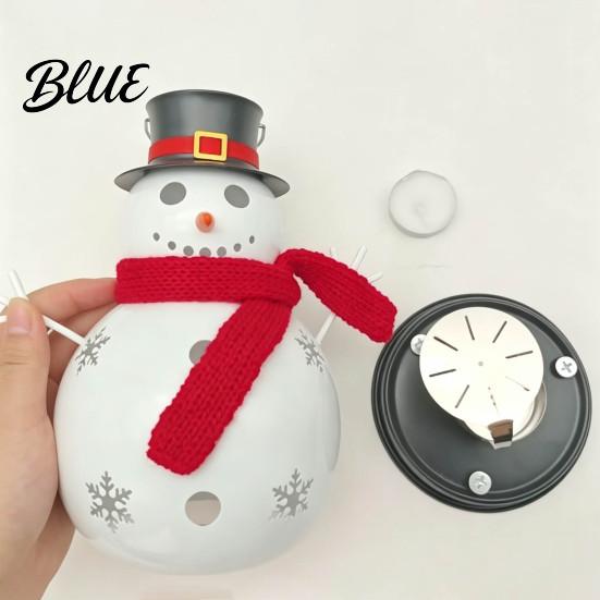 Holiday Tabletop Centerpiece Christmas Snowman Candle Holder, Decorative Metal Candlestick Ornament with Top Indoor Festive Atmosphere Light