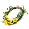 Artificial Sunflower Wreath Yellow Flower Wreath for Front Door Wall Window Hanging Decor 22.83 X 3.94in