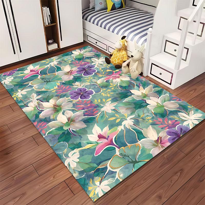 Floral Watercolor Pattern Carpet Suitable As a Non-slip Mat for the Living Room or Bedroom Sofa