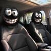 Horror Theme Auto Accessories Funny Expression Car Headrest Cover,Elastic Seat Protector, Universal Scary Novelty Gift for Lovers Ghost Face Interior
