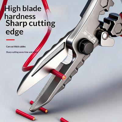 8.5 Inch Multi-Functional Heavy Duty Scissors Industrial Grade Metal Cutting Shears For Metal Sheet And Cable Cutting