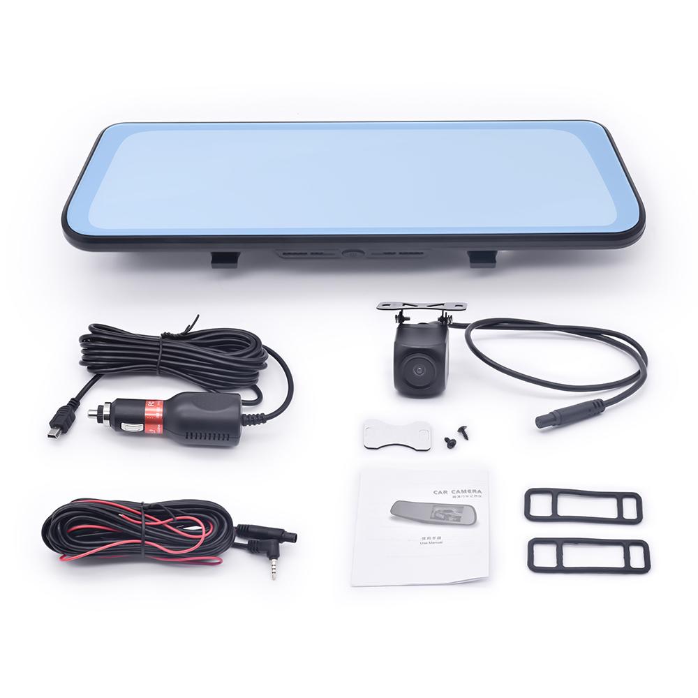 9.66-Inch Full HD 1080P Car DVR Dashcam Vehicle Black Box with Dual Lens Rearview Camera Dash Cam Video Recorder