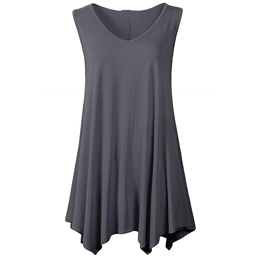 Plus Size Women Sleeveless Tunic Top Casual Loose Fit Swing Tank Blouse Soft Stretchy Fabric Summer Shirt