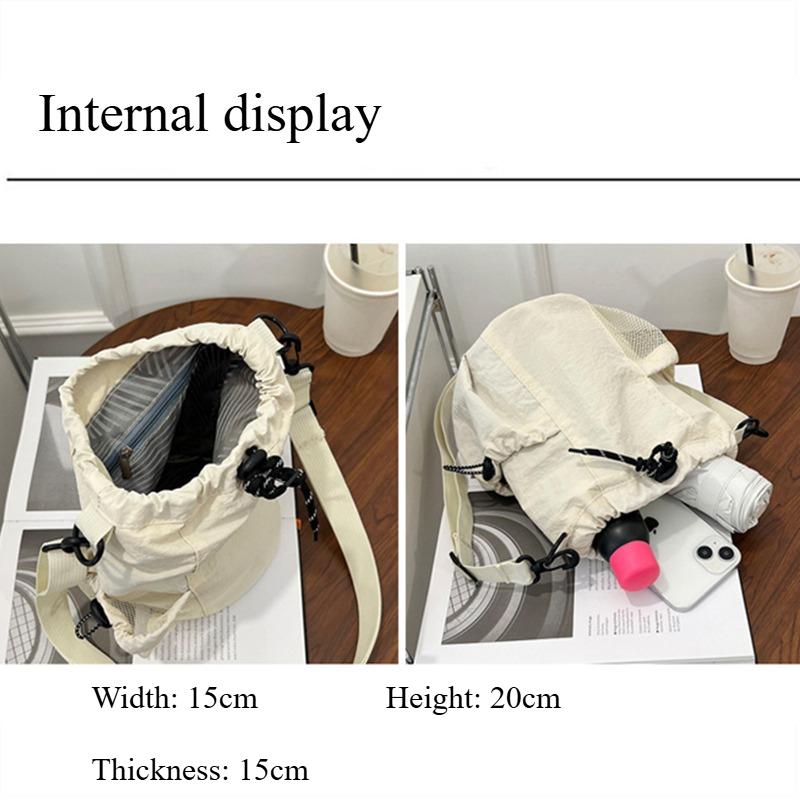 Women's Nylon Crossbody Bag Casual Bucket Bag Fashion Drawstring Popular Multifunctional Adjustable Strap Shoulder Tote Bags