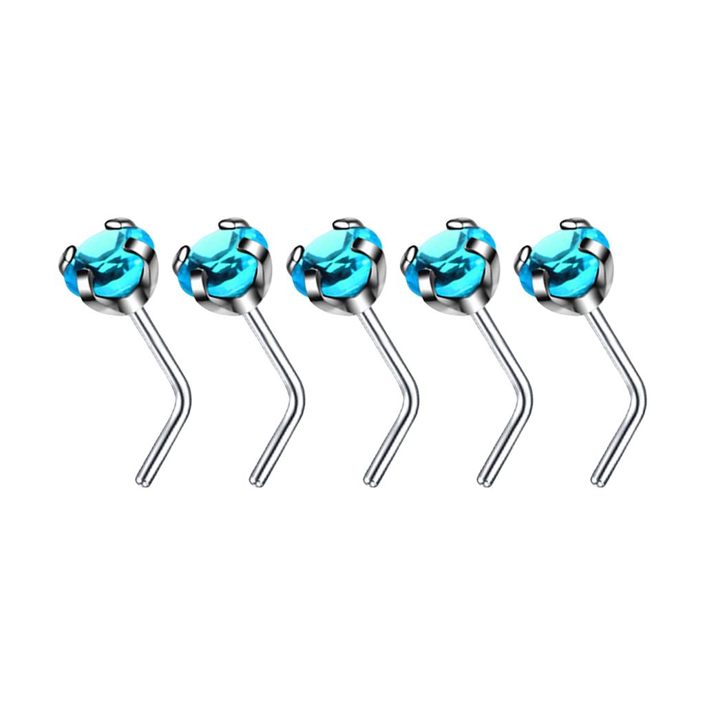 5Pcs Sturdy Alloy Nose Piercing Jewelry Set L Shape Studs and Hoops With CZ Designs Accessory for Stylish Look
