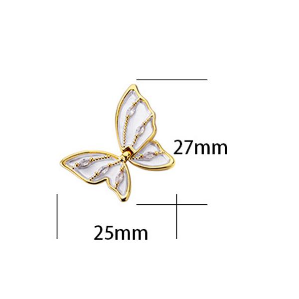 Süße Schmetterlings-Steckohrringe im koreanischen Stil, leichter Luxus, mit Zirkonia akzentuiert, Muscheltextur, Schmuck für Damen