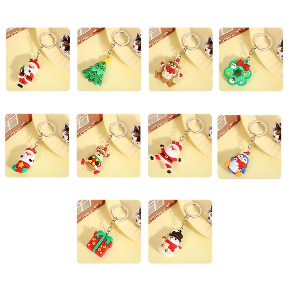 3pcs Cartoon Silicone Keychain Key Chains Christmas Doll Keyring  Christmas Decoration
