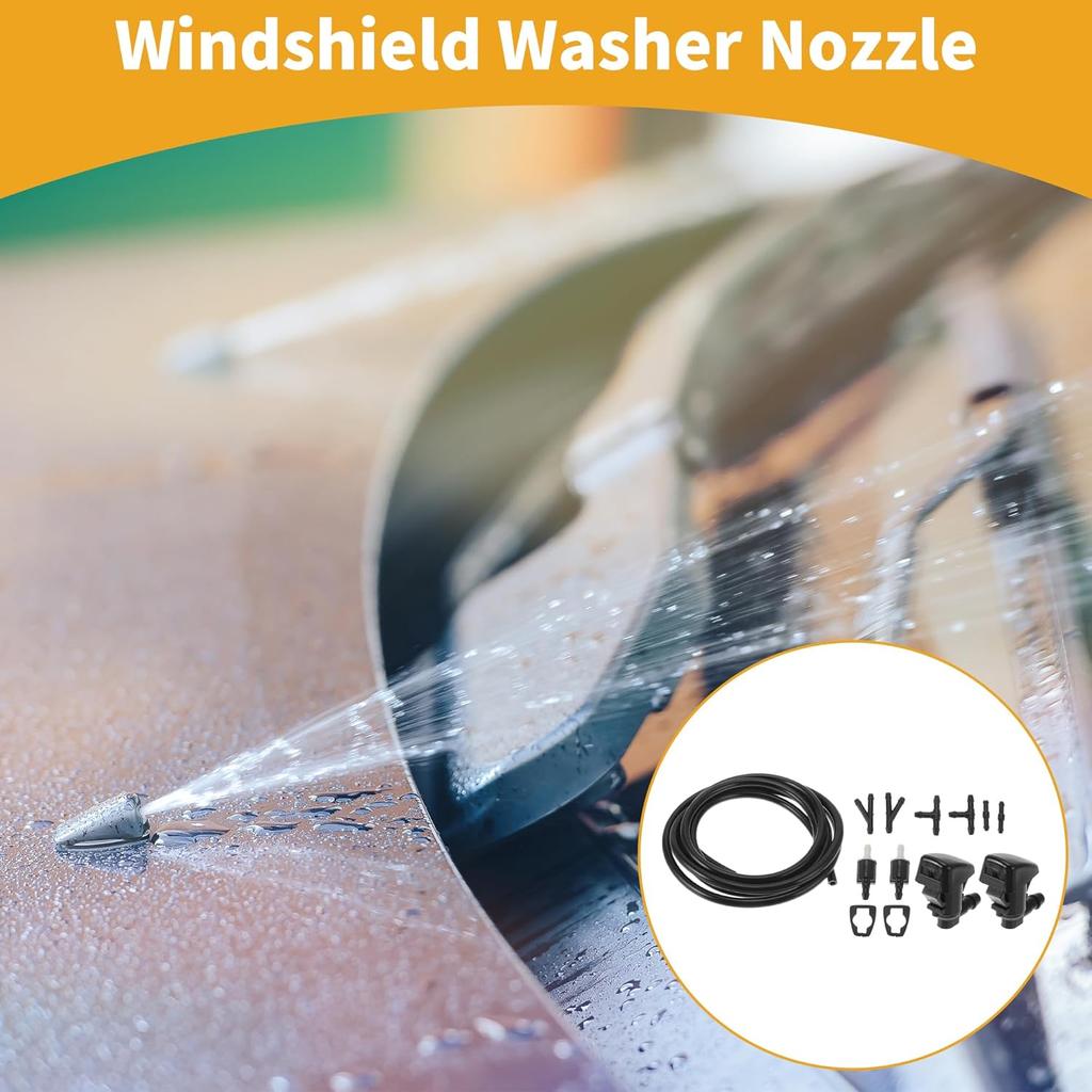 Windshield Washer Nozzle Kit for Ford Fiesta 11-22 No.8532126020 with Gaskets t Hose Connector,Straight Hose Connector,Y Hose Connector