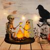 Skeleton and Ghost Bonfire Night Lamp, Halloween Ghost Skeleton Campfire Night Light, LED Ambience Nightlight Decorations for Desktop Bedside Living R