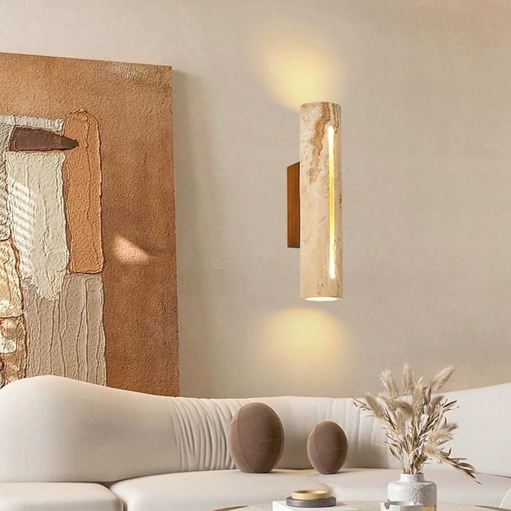 Indoor Strip Up Down Wall Sconce Modern Yellow Travertine Wall Sconce Up and Down Light for Bedroom Hallway