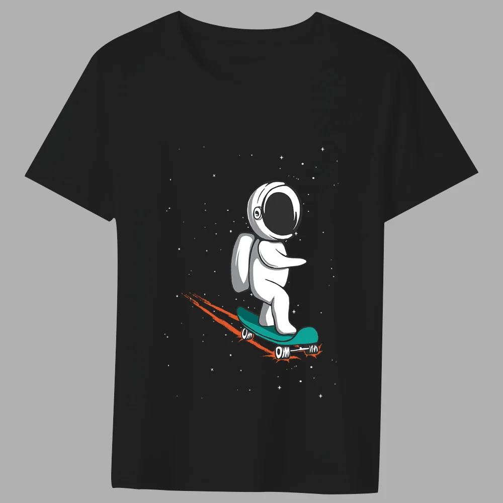 

Fashion T-shirt Men s Classic Little Astronaut Printed Pattern Series All-match Casual O-neck Commuter Comfortable Top T-shirt XXXXXL чёрный