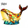 Kids Room Night Light Stained Glass Whale Light, USB Multicolor Table Lamp, Bedroom Ambiance Decorative LED Desk for Home Office Lamp
