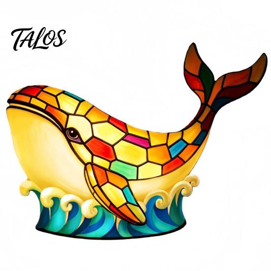 Kids Room Night Light Stained Glass Whale Light, USB Multicolor Table Lamp, Bedroom Ambiance Decorative LED Desk for Home Office Lamp