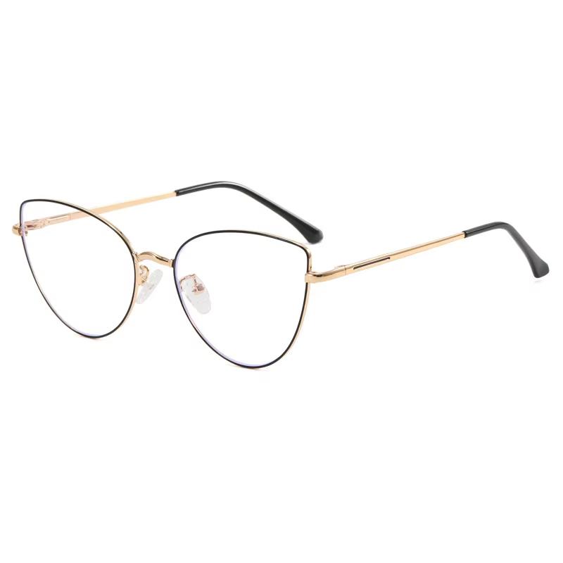 Fashion Cat Eye Anti-blue Light Glasses Women's Plain Thin Frame Glasses Metal Spring Legs Computer Eyewear use