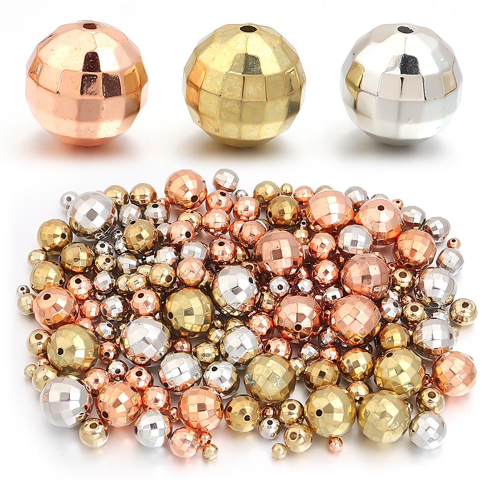 20-200pcs/lot 4-14mm Faceted Round Ball Beads CCB Beads Loose Spacer Beads For Jewelry Making DIY Necklace Bracelet Accessories