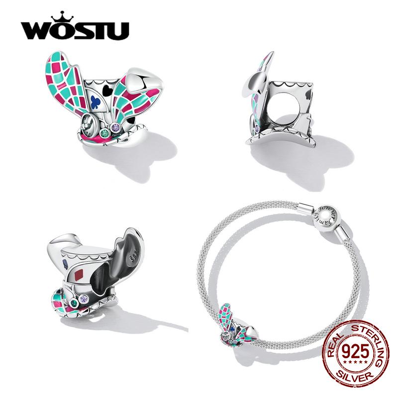 WOSTU 925 Sterling Silver Fashion Colorful Magic Series Magic Cat Charms Beads for Women Fit Original Bracelets Fine DIY Jewelry