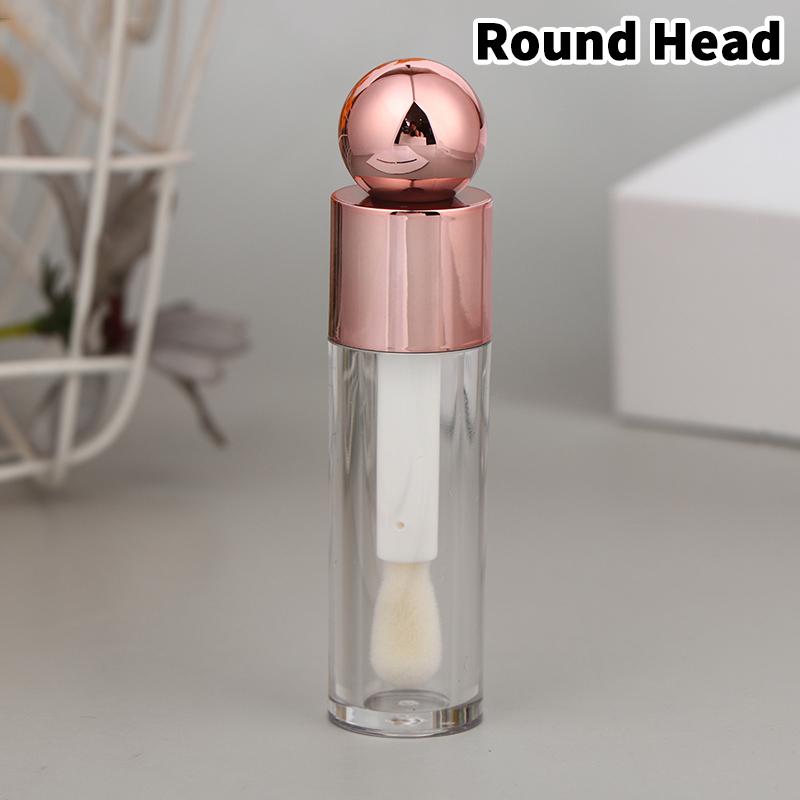 5ml Electroplated Lip Gloss Tube with Large Brush Head Transparent Pink Gold Silver Thick Rod Empty Bottle for Lips Container