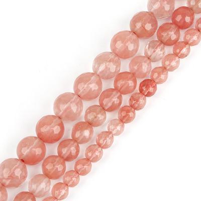 Natural Stone Cherry Watermelon Red Beads Faceted Round Loose Beads For Jewelry DIY Making Bracelet Necklace 15'' Strand