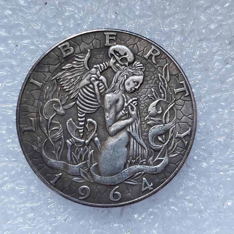 Vintage 1964 Skull Angel Embossed Silver Dollar Commemorative Coin #751 107610133