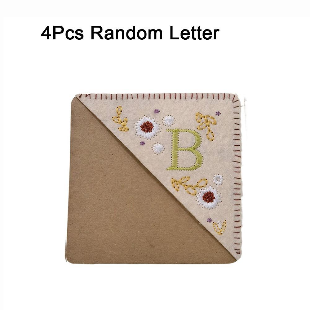 4Pcs Handmade Hand Embroidered Corner Bookmark 4 Styles Triangle Label Bookmarks for Girls Ages