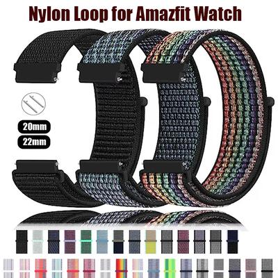 22mm/20mm Nylon Loop for Amazfit GTS4/2/3/3pro/2e/GTS2 Mini/GTR 4 42/47mm/GTR 2e/stratos Bracelet for Amazfit Bip/U/S/lite