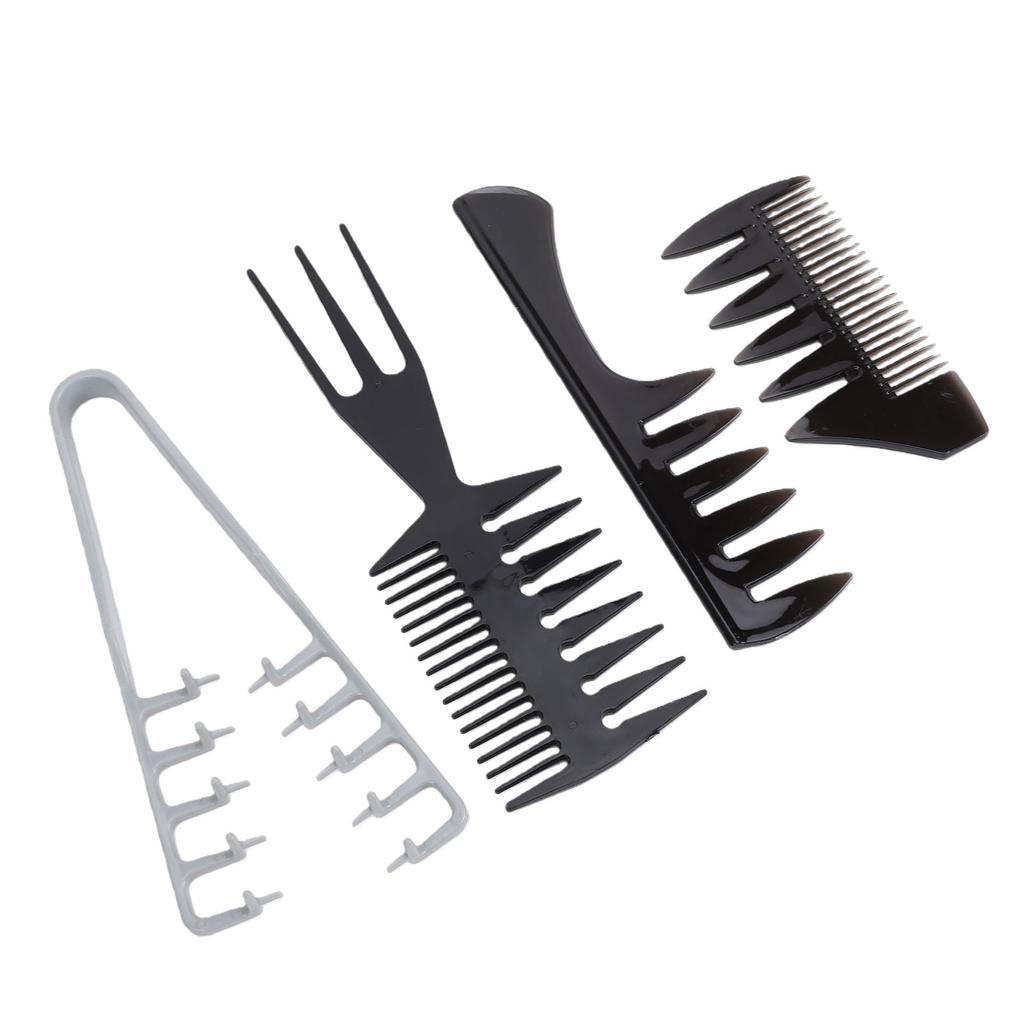 Set Pettini per Acconciatura Uomo Pettini a Denti Larghi Texture Pettine da Barbiere Parrucchiere per Capelli con Ciuffo Pompadour Set da 4 Pezzi