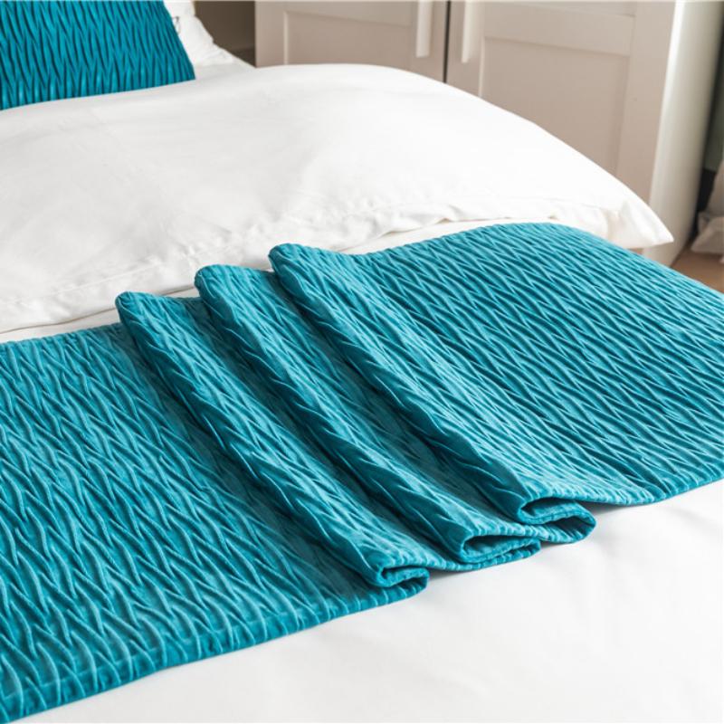 Pliat, catifea, model ondulat, aleer de pat, acasă, hotel, aruncare paturi, prosop, aleer de masă, pentru mese, nuntă, decor pentru petreceri, coadă de pat, prosop, steag de pat