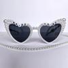 Heart-shaped Frame Pearl Sunglasses English Letters Colorful Black Shades Glasses Bride Eyewear Sun-Protective Travel Glasses