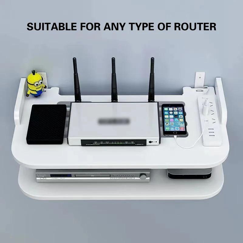 2/3 Layer 30cm Wifi Hanging Shelf Router Power Strip Multi Outlet TV Set Top Box Cable Hidden Floating Rack Storage Organizer