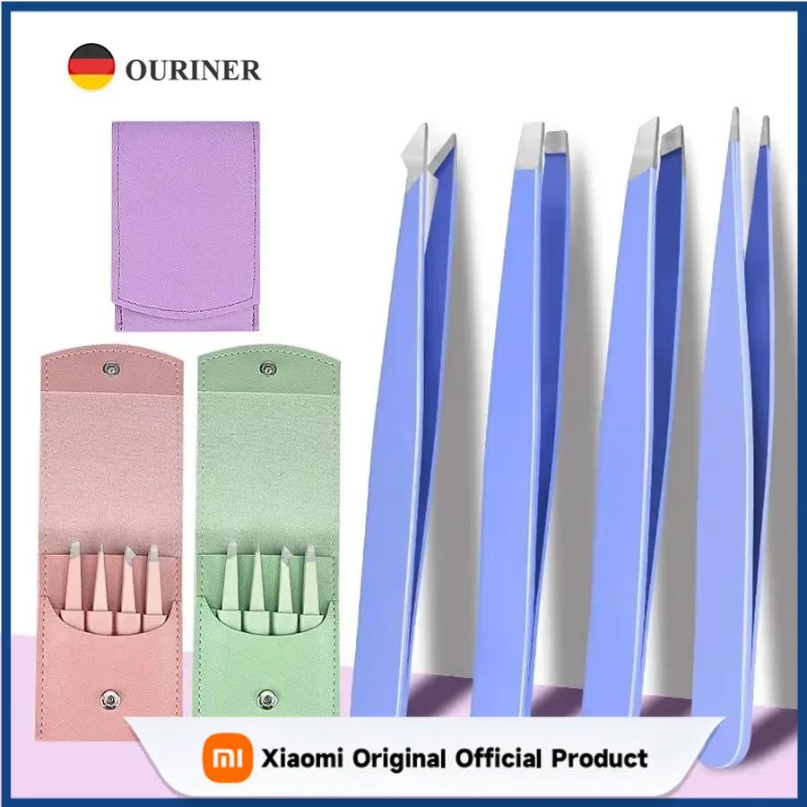 Xiaomi Ouriner 4 PCS Stainless Steel Eyebrow Clippers Set Hair Removal Forceps Oblique And Straight Mouth Eyebrow Trimming Clip