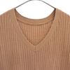 Lily Brown Long Sleeve V-neck Ribbed Knit Long Dress F Pink Women Used