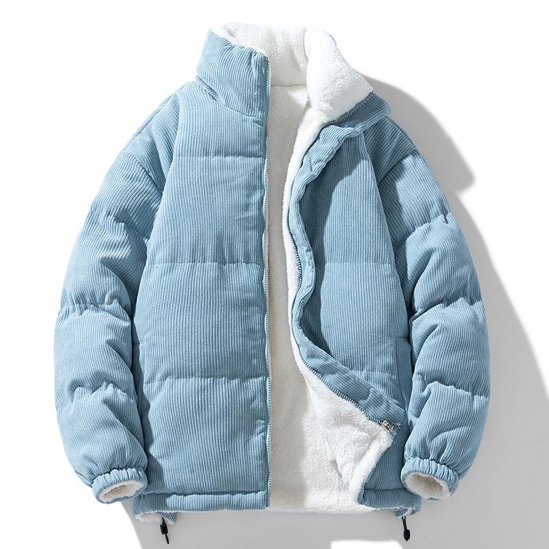 Trendy Corduroy Double-Sided Cotton Jacket for Men: Winter Plus Velvet Thick Lambskin, Warm Couple Outfit.