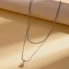 European & American Stainless Steel Double-Layer Water Drop Pendant Necklace - Fashionable Clavicle Chain for Women.